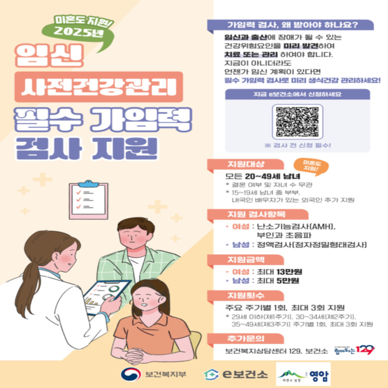 영암군, 가임력 검사비 20~49세 남녀 모두에게 지원 이미지 1