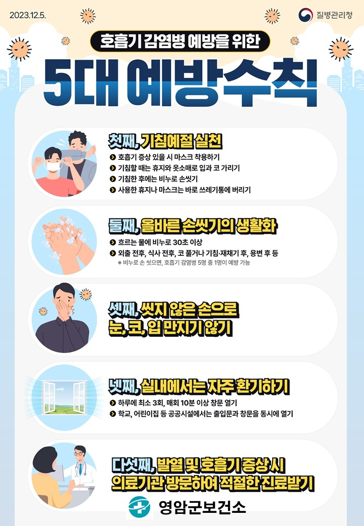 호흡기 감염병 5대 예방수칙 이미지 1